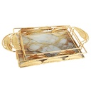 SET 2 PLATEAUX DECO METAL RECTANGULAIRE MODELE OR DESIGN MARBRE 17*40 &amp; 22*45 CM