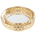 SET 2 PLATEAUX DECO METAL ROND 25 CM &amp; 30 CM MODELE OR