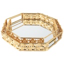 SET 2 PLATEAUX DECO METAL OCTOGONAL 25X25 CM &amp; 30X30 CM MODELE OR
