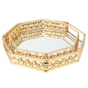 SET 2 PLATEAUX DECO METAL OCTOGONAL 25X25 CM &amp; 30X30 CM MODELE OR