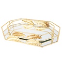 SET 2 PLATEAUX DECO METAL OCTOGONAL MODELE OR 17*31 &amp; 23*38 CM