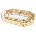 SET 2 PLATEAUX DECO METAL OCTOGONAL 31X18 &amp; 38X24 CM MODELE OR