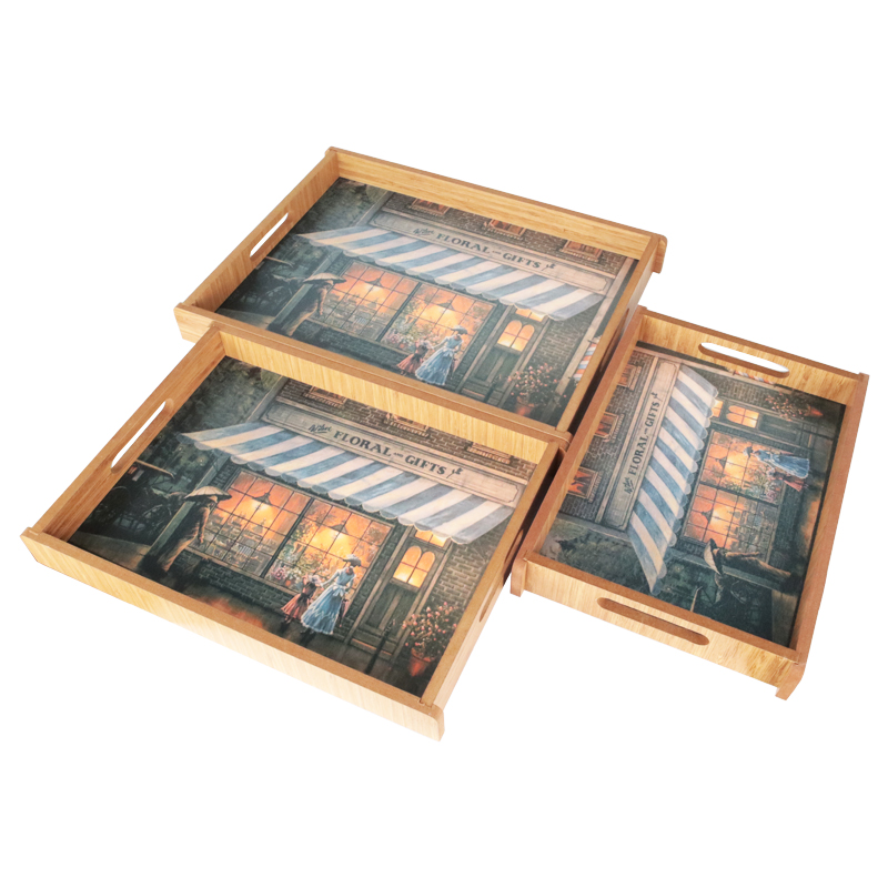 SET 3 PLATEAUX BOIS 29X20 CM / 33X23 CM / 37X27 CM 