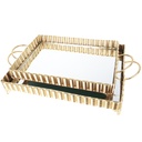 SET 2 PLATEAUX DECO METAL RECTANGULAIRE 37*25 &amp; 43*32 CM MODELE OR