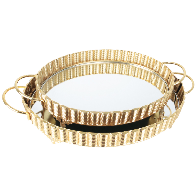 SET 2 PLATEAUX DECO METAL OVAL 35*26 &amp; 42*33 CM MODELE OR