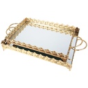 SET 2 PLATEAUX DECO METAL RECTANGULAIRE 37*25 &amp; 43*32 CM MODELE OR