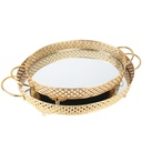 SET 2 PLATEAUX DECO METAL OVAL 35*26 &amp; 42*33 CM MODELE OR