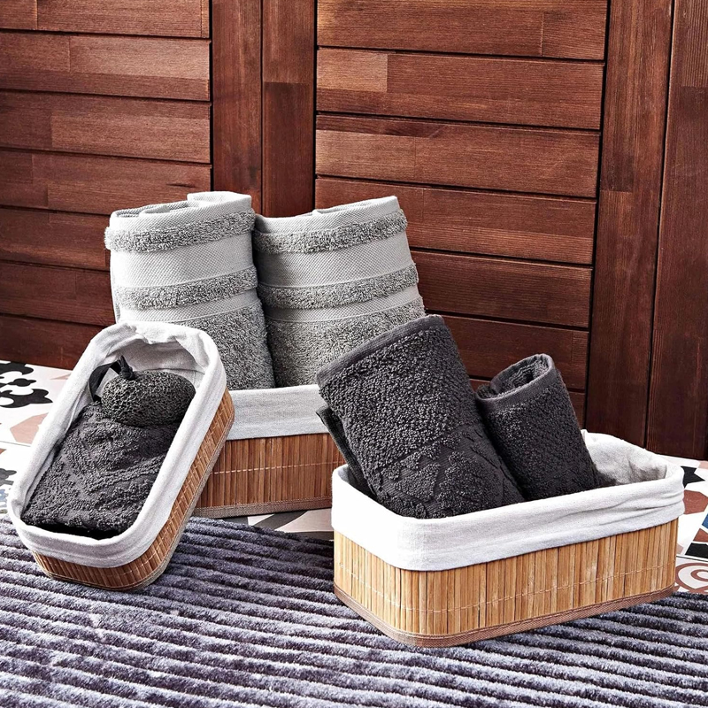 SET 3 PANIERS RECTANGULAIRE EN BAMBOO 28x18x12 cm / 24x15x10 cm / 20x10x8 cm 