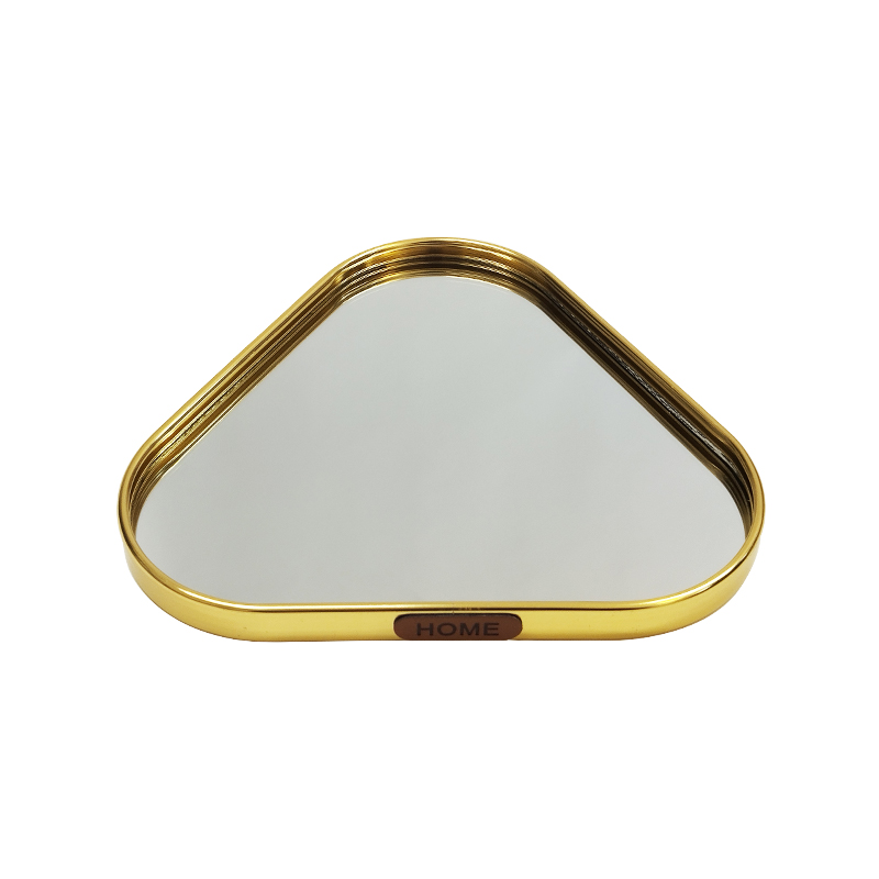 PLATEAU DECO METAL FORME TRIANGLE  "HOME"  20X20 CM MODELE OR