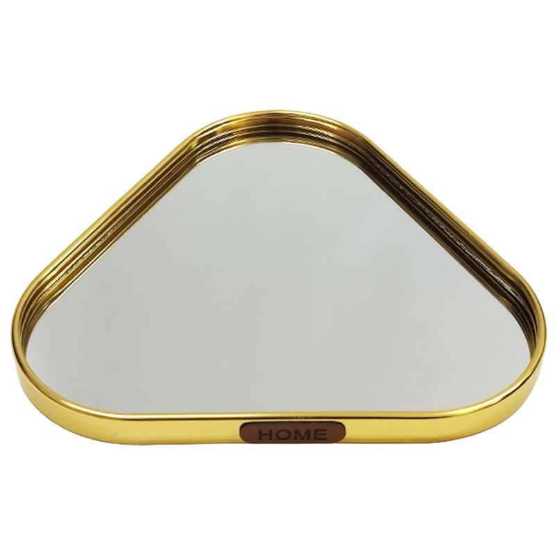 PLATEAU DECO METAL FORME TRIANGLE  "HOME"  29X29 CM MODELE OR