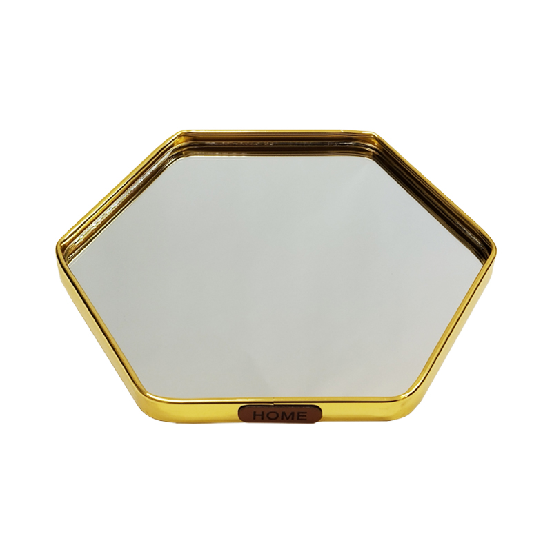 PLATEAU DECO METAL FORME OCTOGONE  "HOME"  25X25 CM MODELE OR