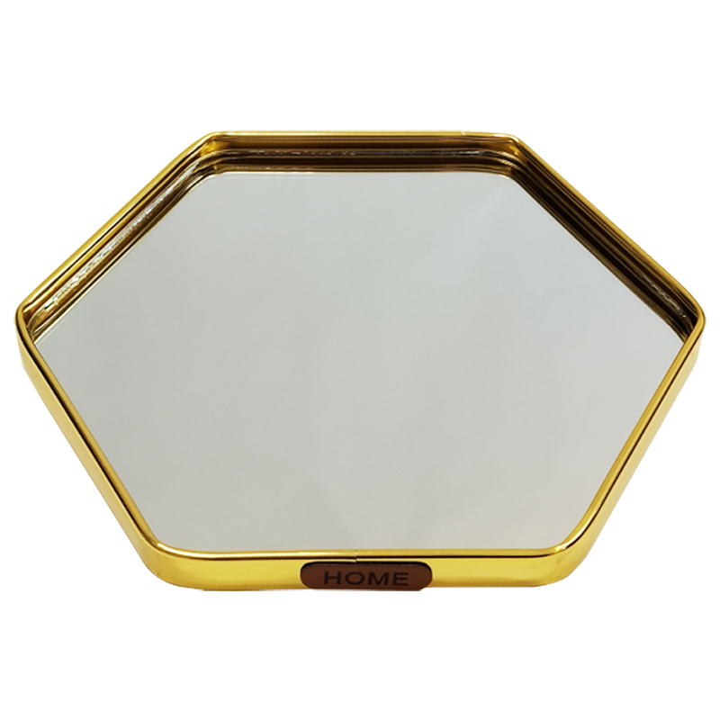 PLATEAU DECO METAL FORME OCTOGONE  "HOME"  28X28 CM MODELE OR