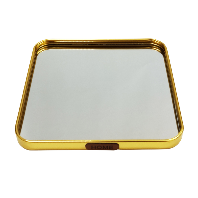 PLATEAU DECO METAL FORME CARRE  "HOME"  20X20 CM MODELE OR