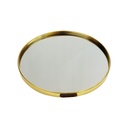 PLATEAU DECO METAL FORME RONDE  "HOME"  20 CM MODELE OR