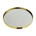 PLATEAU DECO METAL FORME RONDE  "HOME"  25 CM MODELE OR