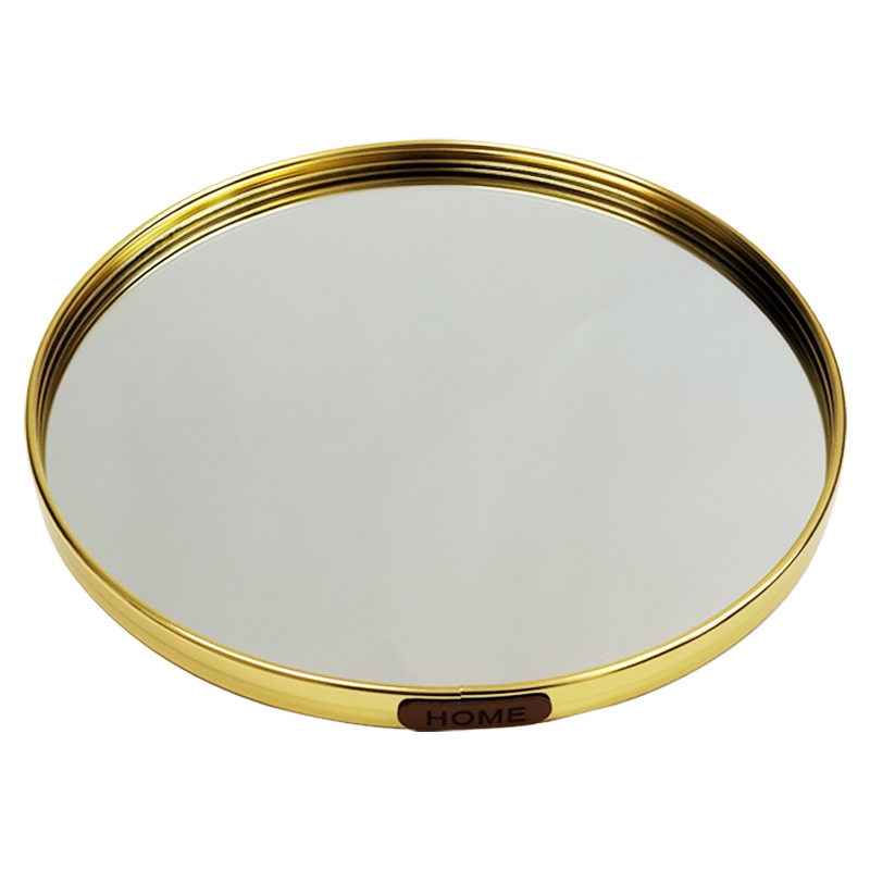 PLATEAU DECO METAL FORME RONDE  "HOME"  30 CM MODELE OR