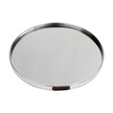 PLATEAU DECO METAL FORME RONDE  "HOME"  25 CM MODELE ARGENT