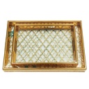 SET 2 PLATEAU DECO MDF + VERRE 40X28 CM &amp; 32X33 CM MODELE OR