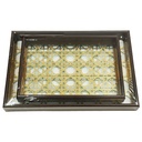 SET 2 PLATEAU DECO MDF + VERRE 40X28 CM &amp; 32X33 CM MODELE MARRON