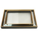 SET 2 PLATEAU DECO MDF + VERRE 40X28 CM &amp; 32X33 CM MIX MODELE NOIR/OR