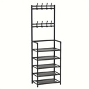 RANGE CHAUSSURES 4 NIVEAUX + PORTE MANTEAUX METAL + PLASTIQUE 60X29X172 CM