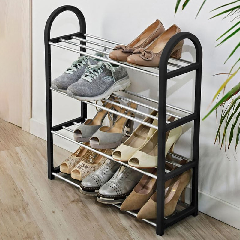 RANGE CHAUSSURES 4 NIVEAUX PLASTIQUE + METAL 42x18x58 cm