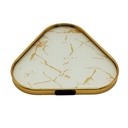 PLATEAU DECO METAL FORME TRIANGLE  25X25 CM MODELE OR DESIGN MIX MARBRE BLANC/NOIR