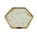 PLATEAU DECO METAL FORME OCTOGONE  20X20 CM MODELE OR DESIGN MIX MARBRE BLANC/NOIR