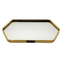 PLATEAU DECO METAL FORME RECTANGULAIRE BORD OCTOGONE  35X15 CM MODELE OR