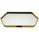PLATEAU DECO METAL FORME RECTANGULAIRE BORD OCTOGONE  40X20 CM MODELE OR