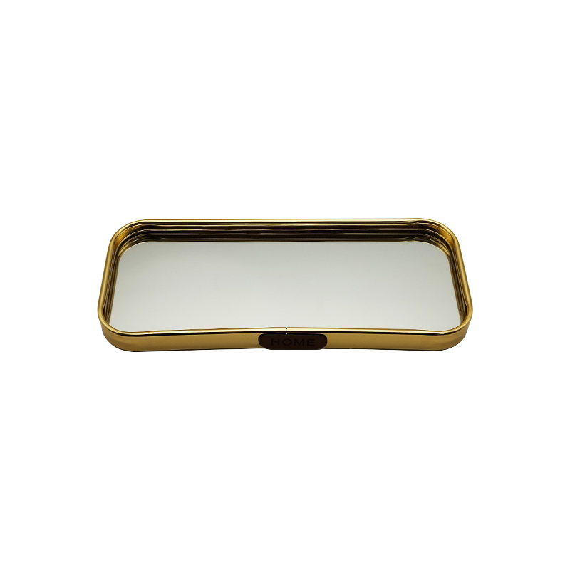 PLATEAU DECO METAL FORME RECTANGULAIRE  22X9,5 CM MODELE OR
