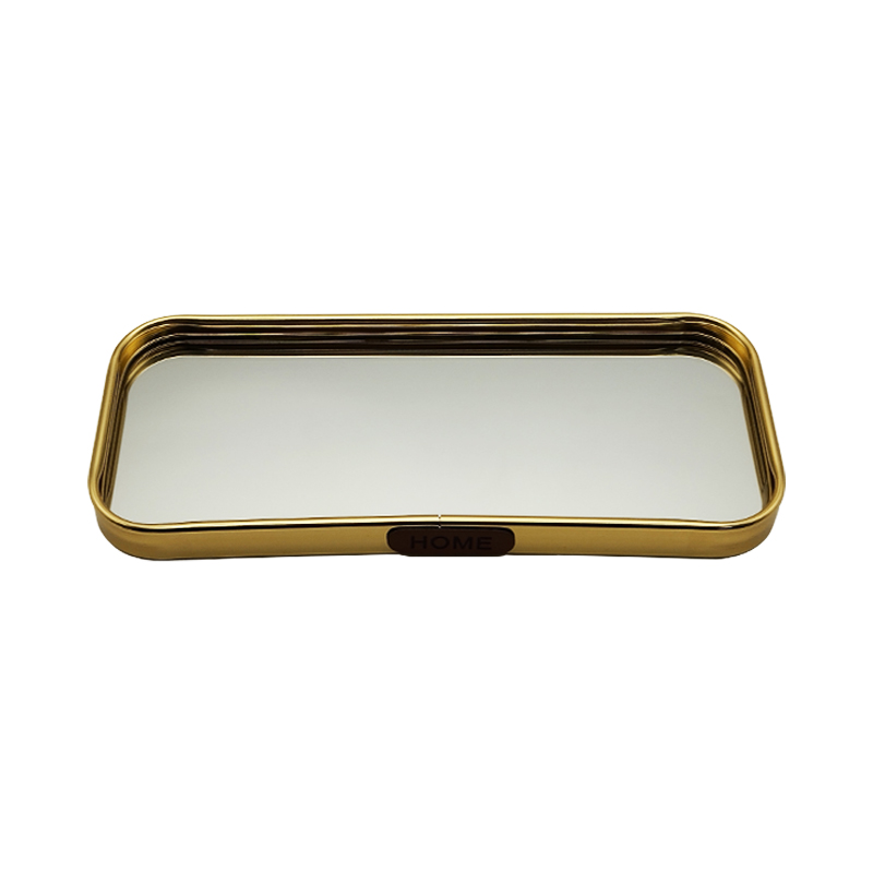 PLATEAU DECO METAL FORME RECTANGULAIRE  35X12 CM MODELE OR