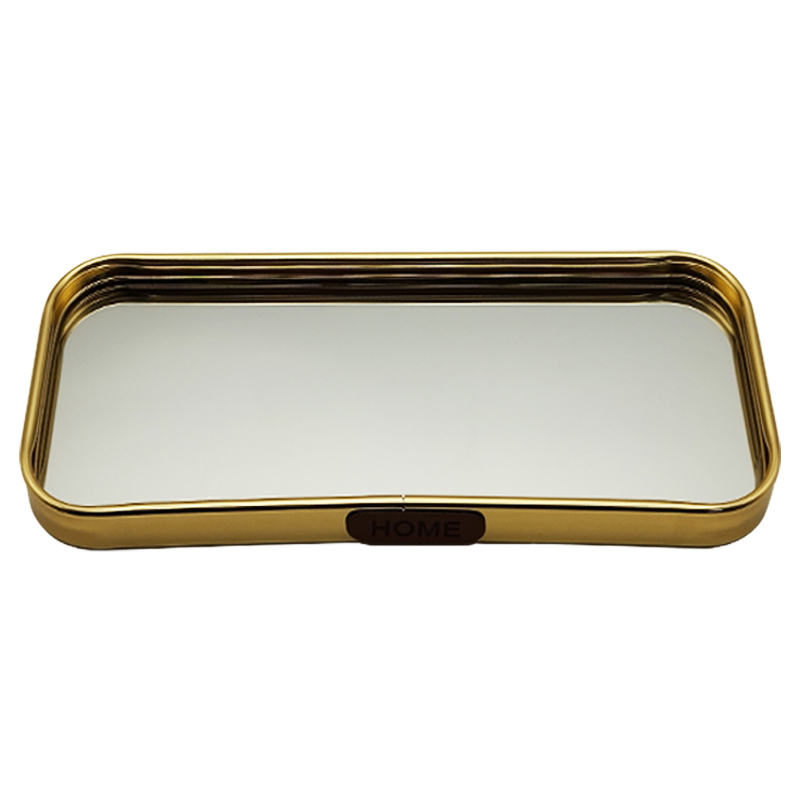 PLATEAU DECO METAL FORME RECTANGULAIRE  35X15 CM MODELE OR