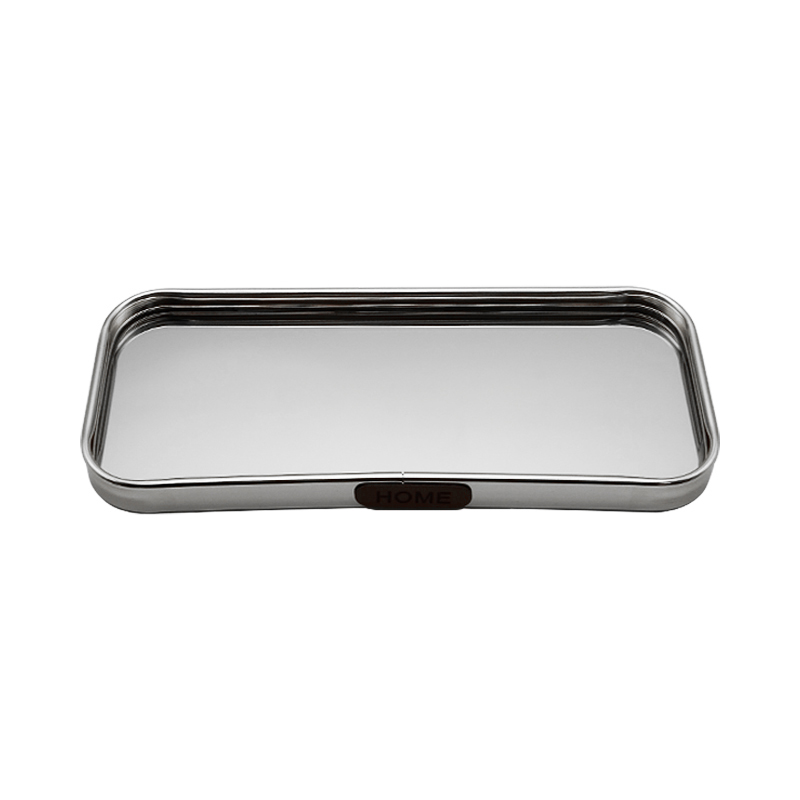 PLATEAU DECO METAL FORME RECTANGULAIRE  35X12 CM MODELE ARGENT