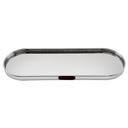 PLATEAU DECO METAL FORME RECTANGULAIRE BORD ROND  35X12 CM MODELE ARGENT