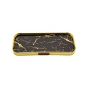 PLATEAU DECO METAL FORME RECTANGULAIRE  22X9,5 CM MODELE OR DESIGN MIX MARBRE BLANC/NOIR