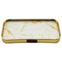 PLATEAU DECO METAL FORME RECTANGULAIRE  35X15 CM MODELE OR DESIGN MIX MARBRE BLANC/NOIR