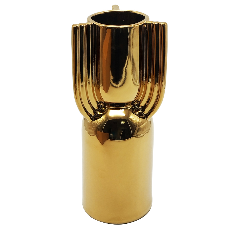VASE CERAMIQUE 28,5X12 CM COULEUR OR