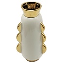 VASE CERAMIQUE 13X28 CM COULEUR BLANC OR