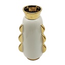 VASE CERAMIQUE 11X22,5 CM COULEUR BLANC OR