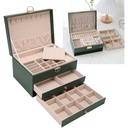 BOITE A BIJOUX 23X17X13 CM MDF SIMILI CUIR MIX BLANC / VERT / NOIR