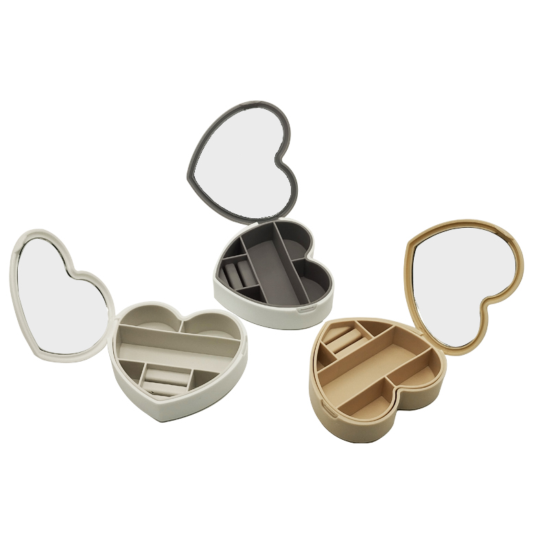 BOITE A BIJOUX 10X9.3 CM PLASTIQUE MIX GRIS / BEIGE / BLANC