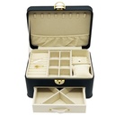 BOITE A BIJOUX 25X18X13 CM MDF + SIMILI CUIR MIX BLEU / BLANC