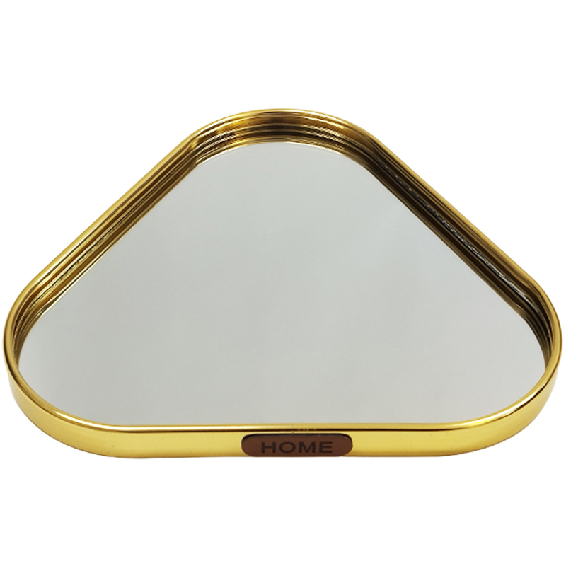 PLATEAU DECO METAL FORME TRIANGLE "HOME" 32X32 CM MODELE OR