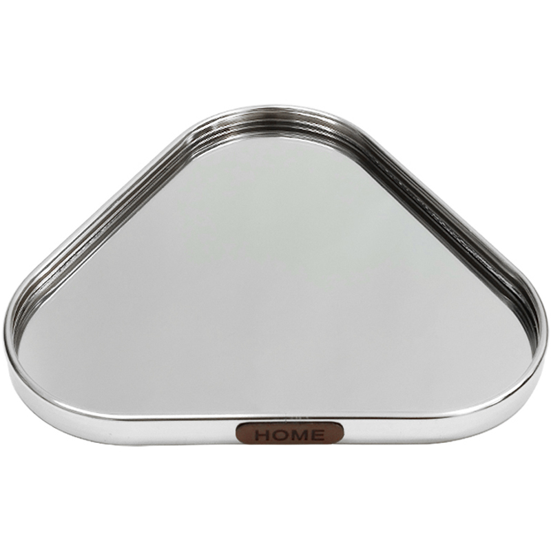 PLATEAU DECO METAL FORME TRIANGLE "HOME" 32X32 CM MODELE ARGENT