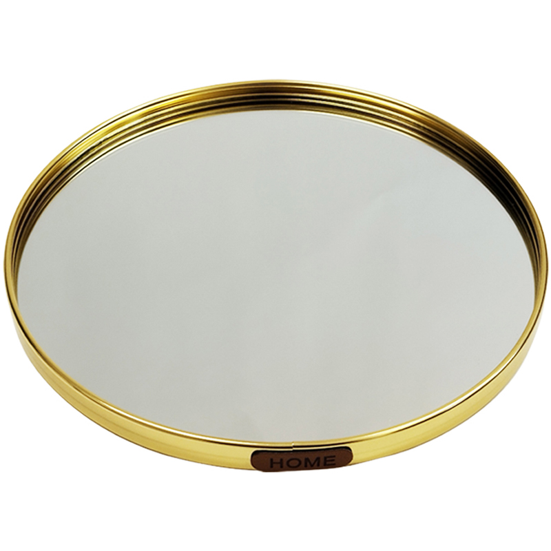 PLATEAU DECO METAL FORME ROND "HOME" 35 CM MODELE OR 