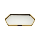 PLATEAU DECO METAL FORME RECTANGULAIRE BORD OCTOGONE 24X11 CM MODELE OR