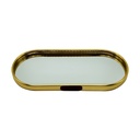 PLATEAU DECO METAL FORME RECTANGULAIRE BORD ROND 22X9.5 CM MODELE OR