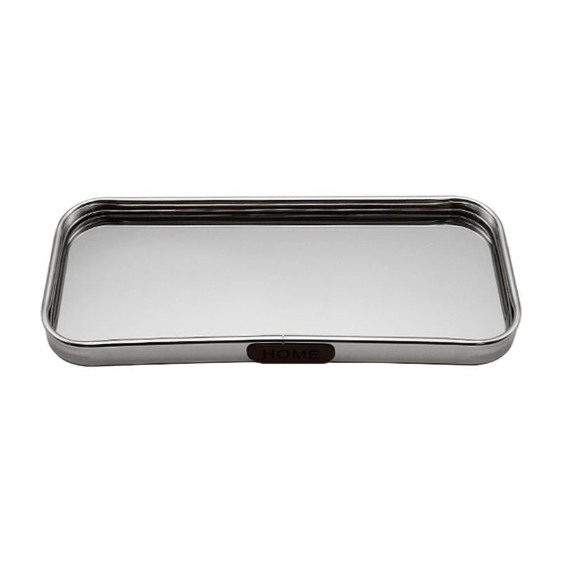 PLATEAU DECO METAL FORME RECTANGULAIRE 35X15 CM MODELE ARGENT
