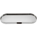 PLATEAU DECO METAL FORME RECTANGULAIRE BORD ROND 40X20 CM MODELE ARGENT